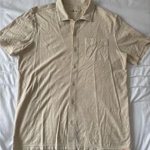 The Normal Brand Tan Sequoia Jacquard Short Sleeve Casual Button Down Shirt